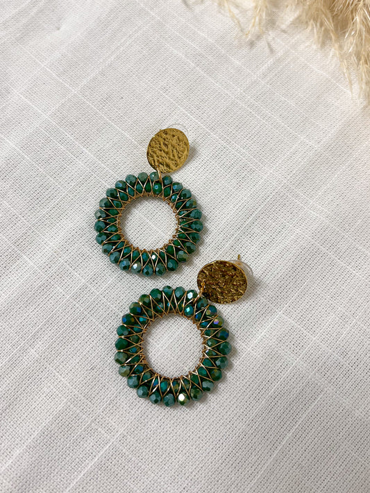 Boucles 35 - Rond perles vertes