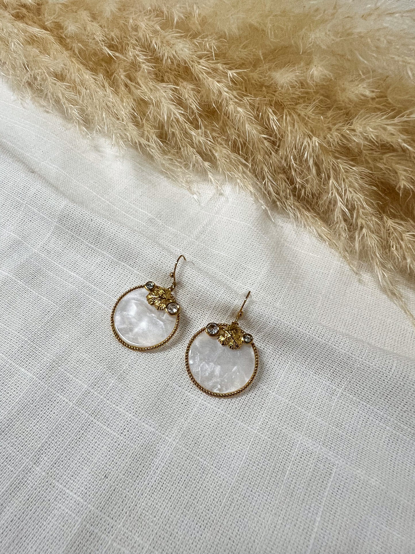 Boucles 38 -  Rond nacre blanc