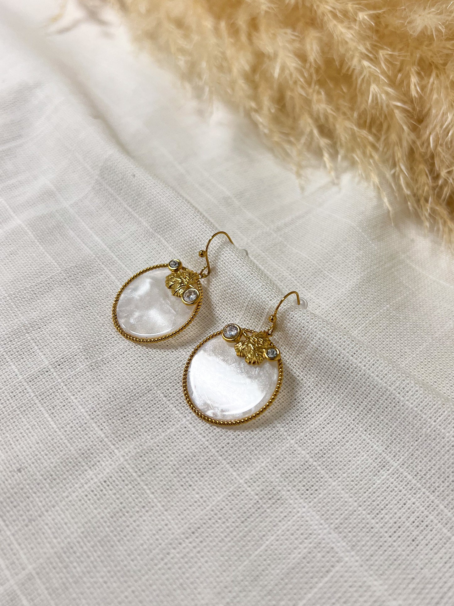 Boucles 38 -  Rond nacre blanc