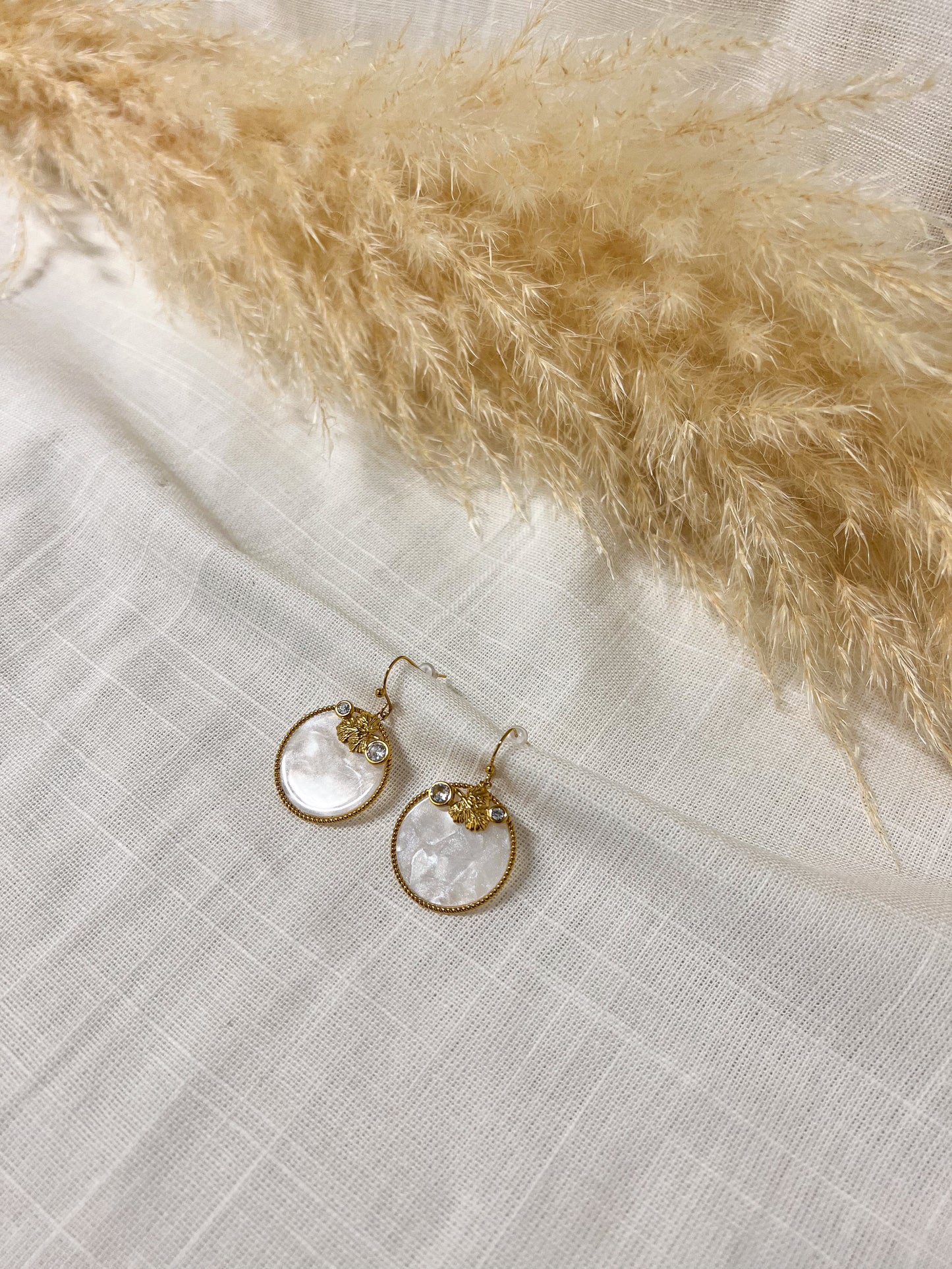 Boucles 38 -  Rond nacre blanc