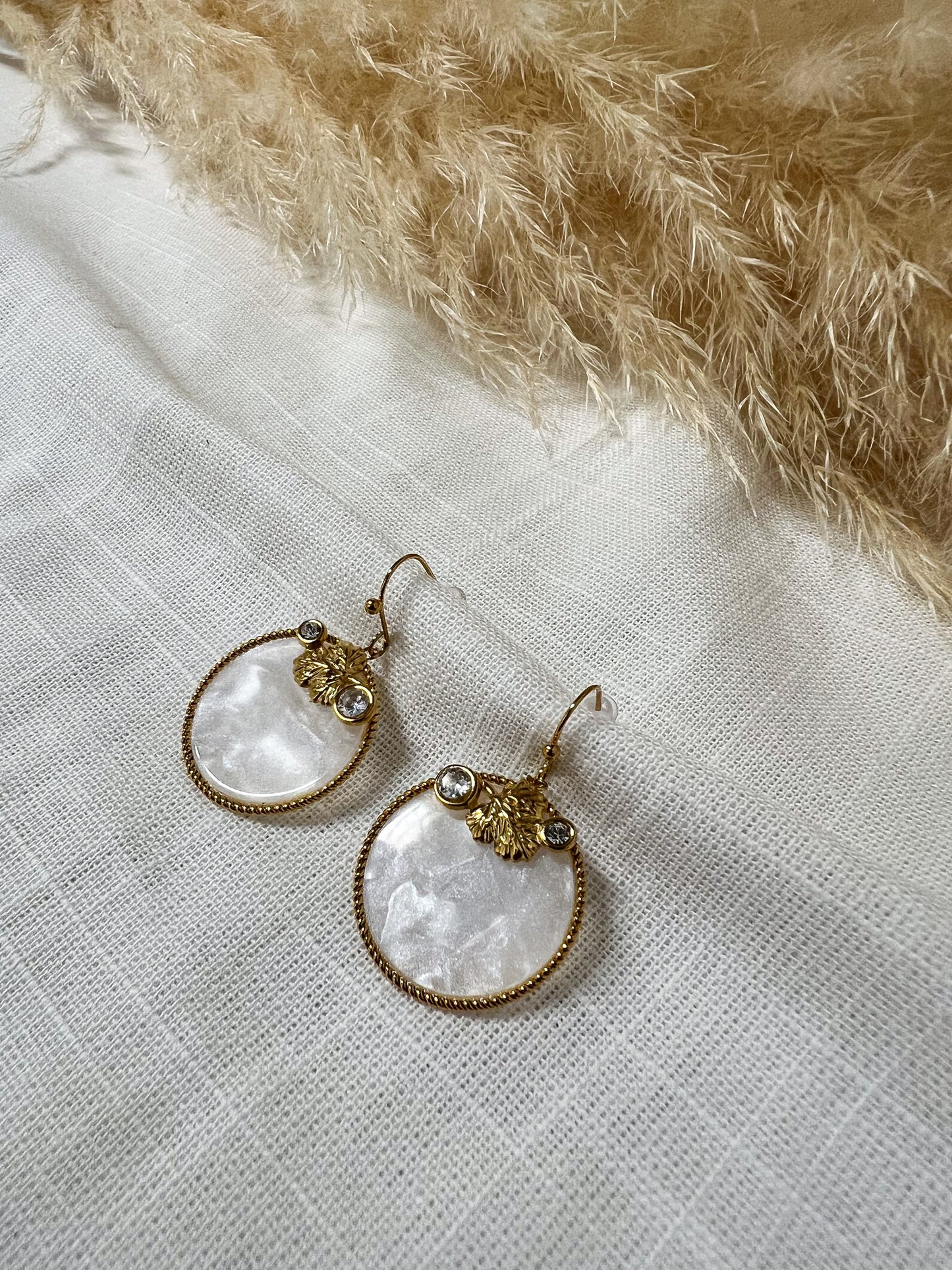 Boucles 38 -  Rond nacre blanc