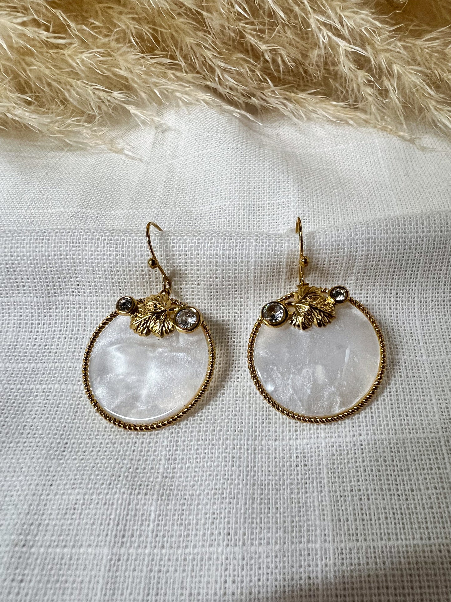 Boucles 38 -  Rond nacre blanc