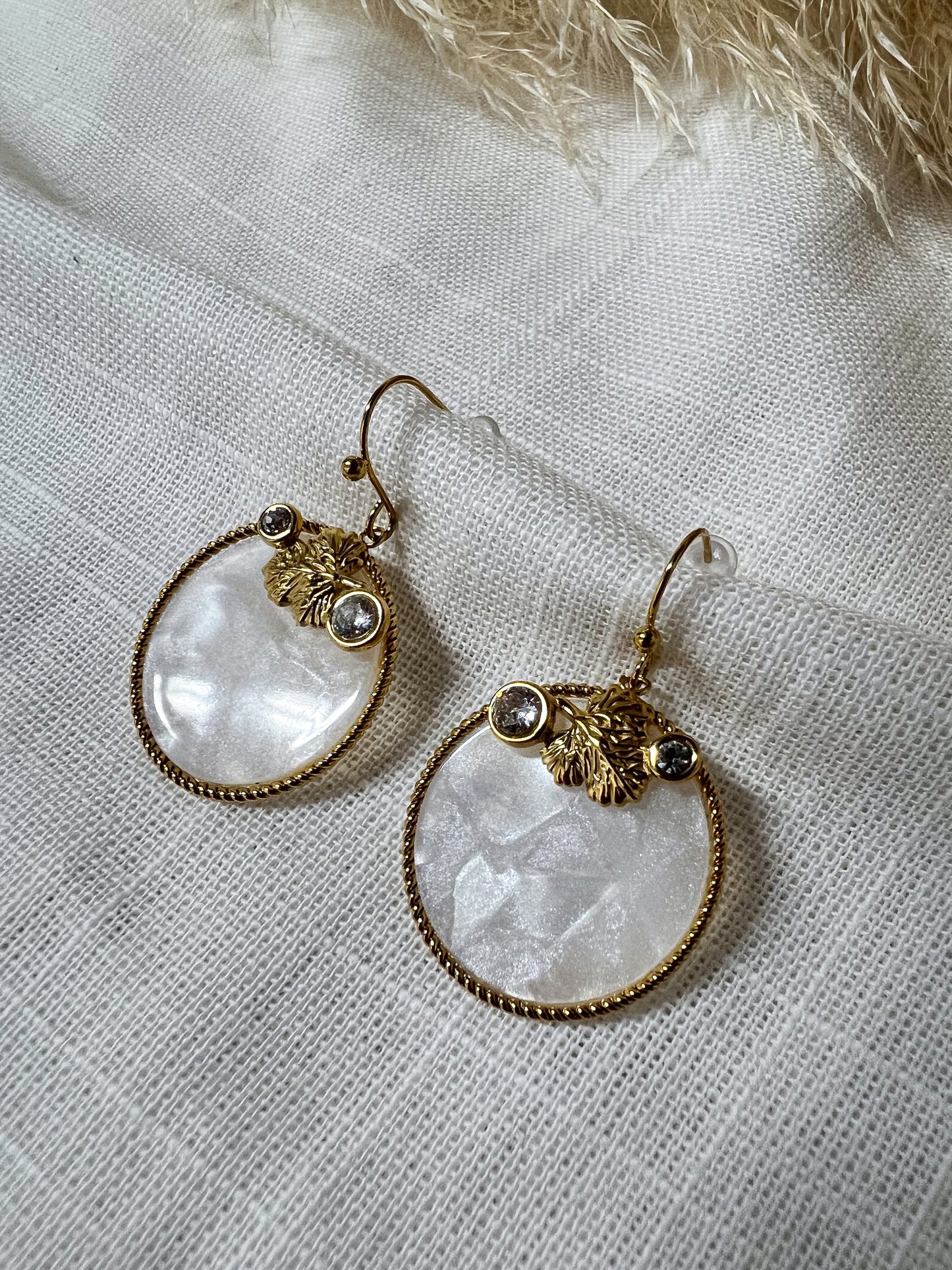 Boucles 38 -  Rond nacre blanc