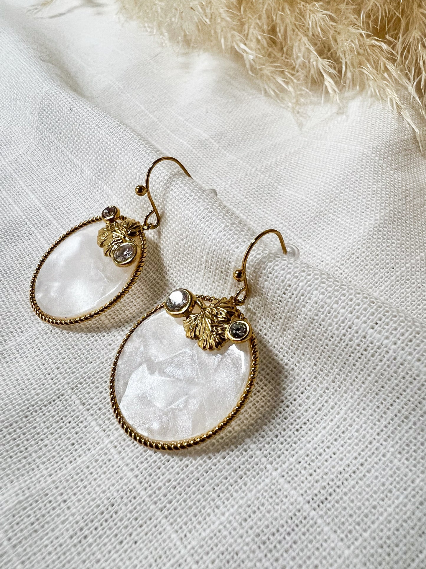 Boucles 38 -  Rond nacre blanc