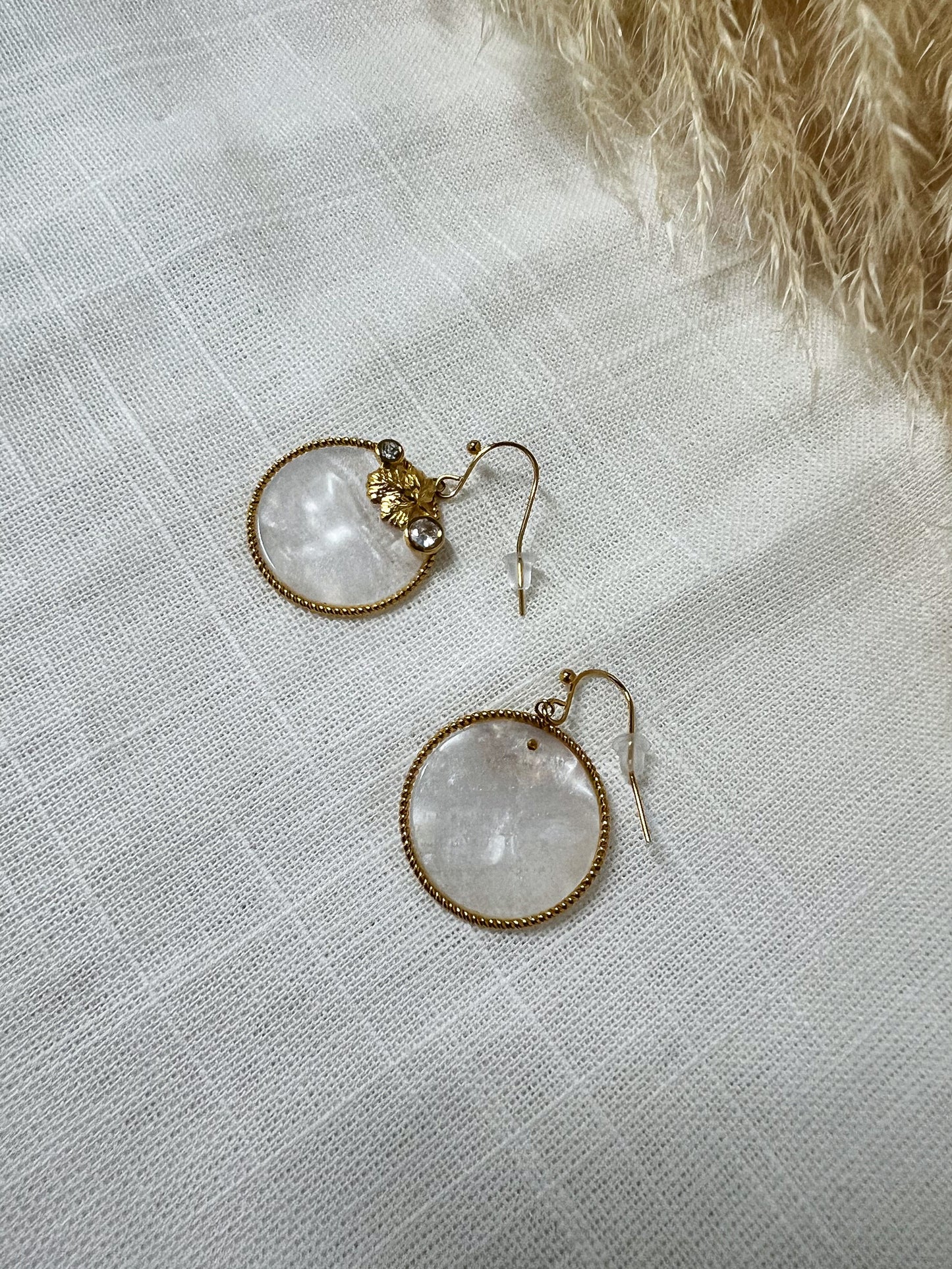 Boucles 38 -  Rond nacre blanc