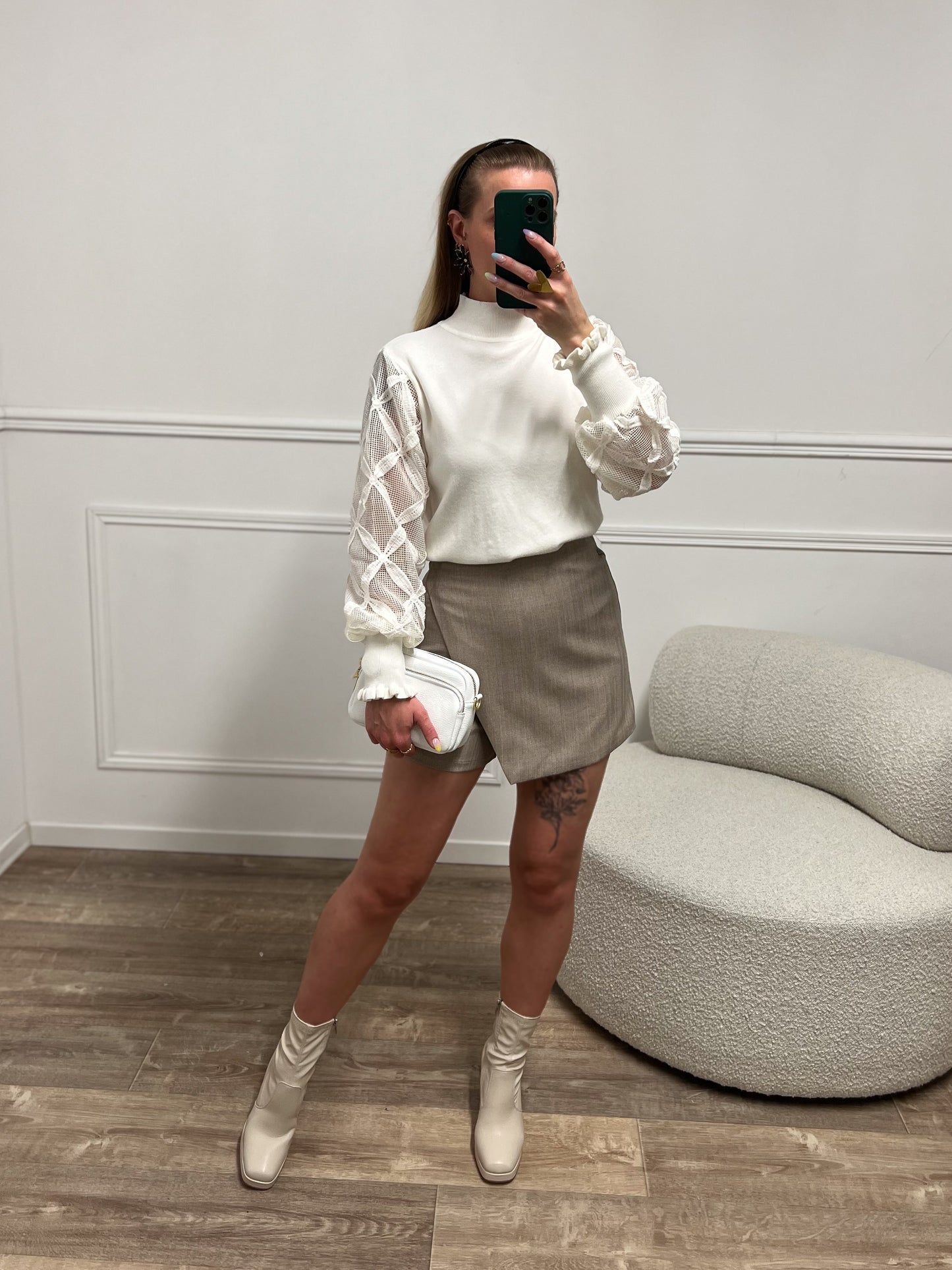 Jupe short ORIANE taupe