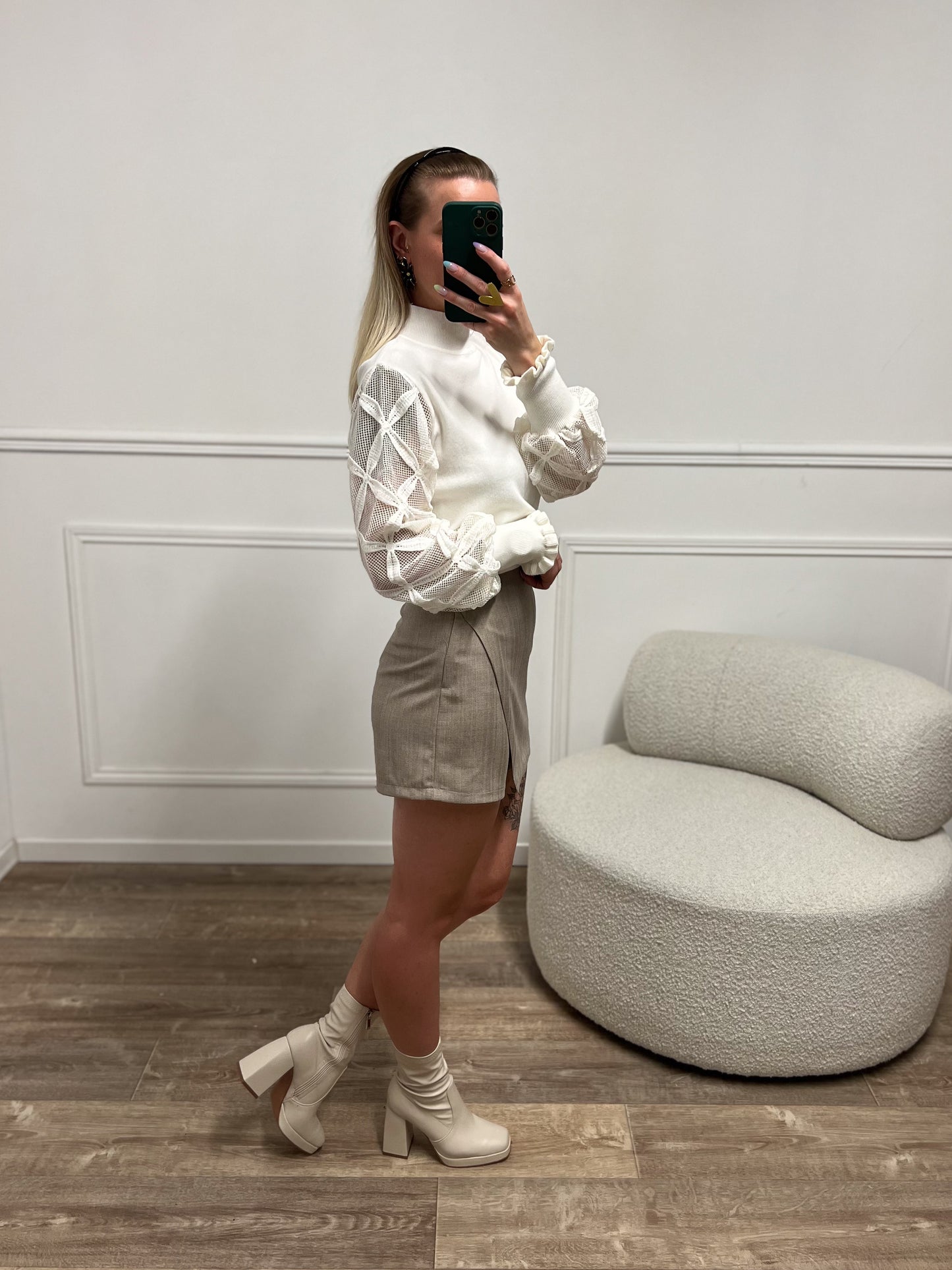 Jupe short ORIANE taupe