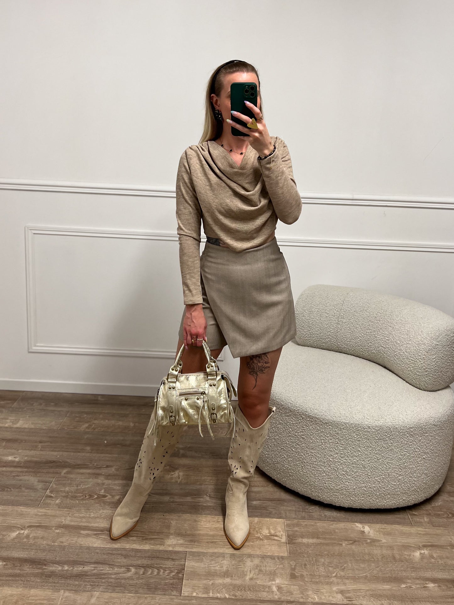 Jupe short ORIANE taupe