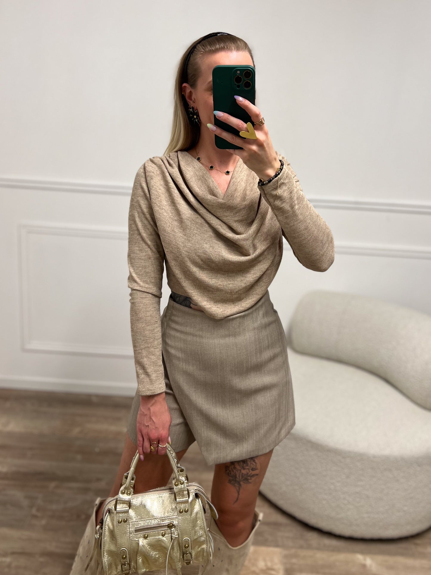 Jupe short ORIANE taupe