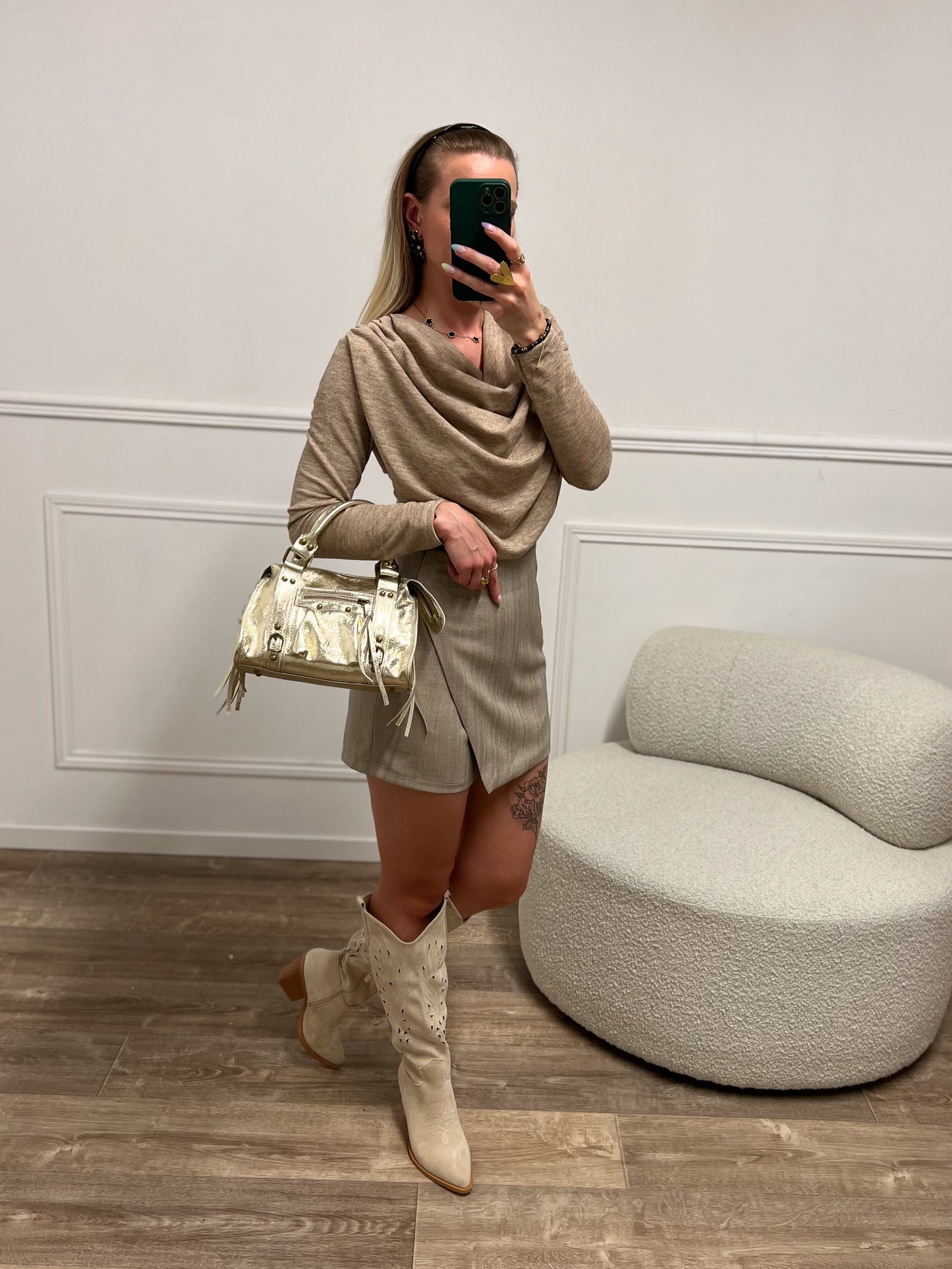 Jupe short ORIANE taupe