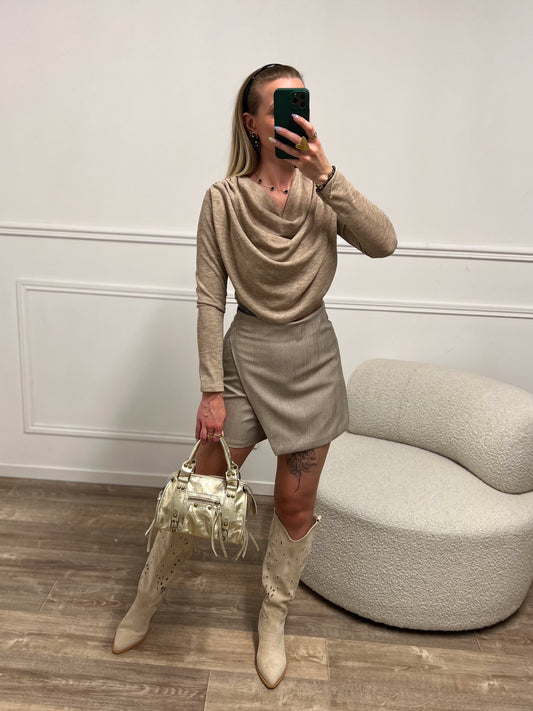 Jupe short ORIANE taupe